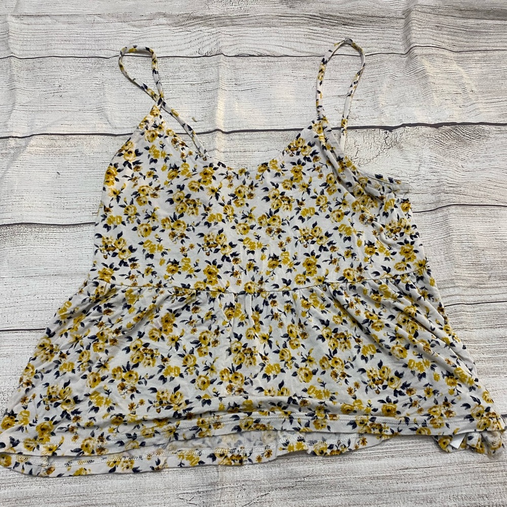 AEO soft and sexy womens small yellow floral tank top